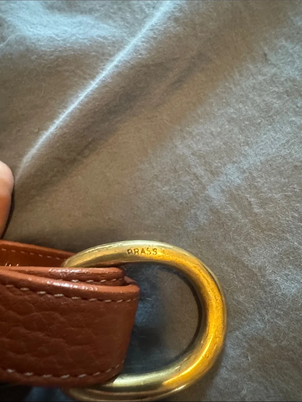 Vintage Dooney & Bourke Cognac Pebbled Leather Belt with Brass Duck Buckle